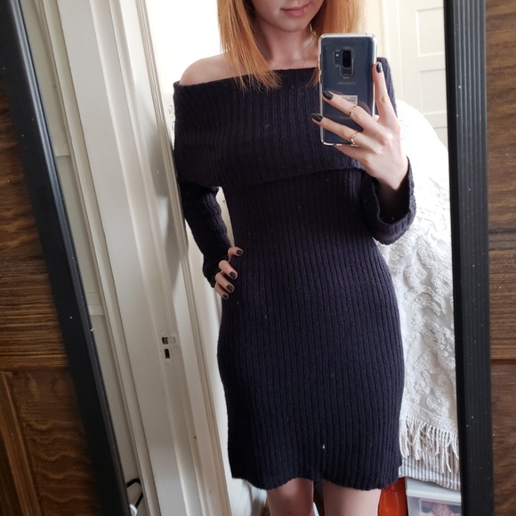 Blue off the shoulder sweater dress - Picture 2 of 5